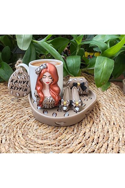 RivelCandle Leopard Elegance Yellow Hair Design Porcelain Turkish Coffee Cup ...