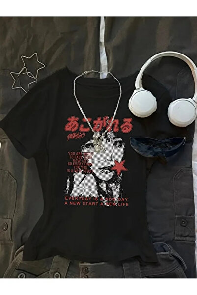Violon Black Belted Boy Star Girl Crop Blouse