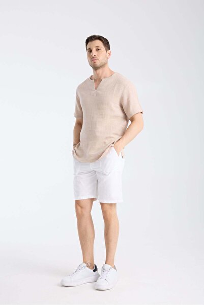 White By Nature Kısa Kollu Bisiklet Yaka BejTShirt