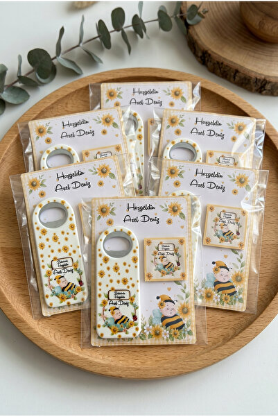 Bebek Süsü Arı ve Ayçiçeği Bebek Hediyelik Açacak Magnet Set 20'li Paket