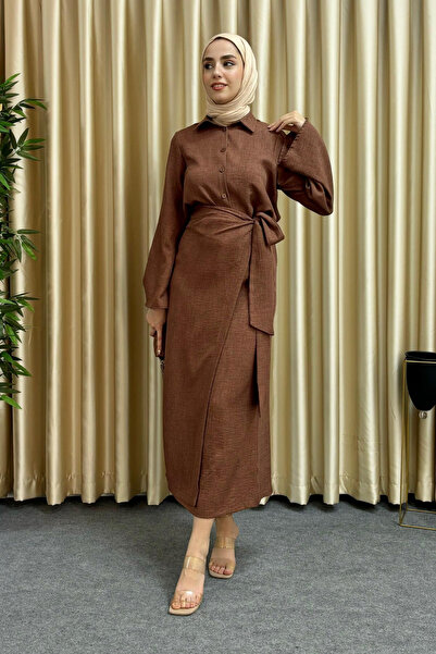 Tesettür Diyarı Side Tie Detailed Skirt Shirt Suit