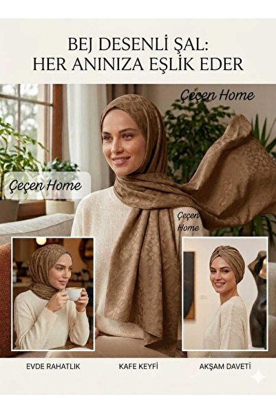 ÇEÇEN HOME (1 Piece) Modern Elegant Patterned Shawl, Breathable Synthetic Fab...