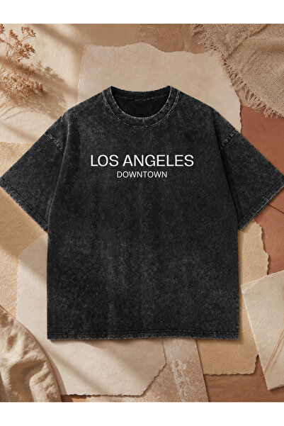 Pink Sky Acid Washed Oversize Unisex T-Shirt Washed Vintage Street Style Stre...