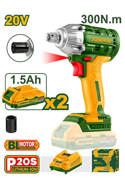 Jadever Drill Kfvat1/2" 20V 300 Newton 2 Batteries