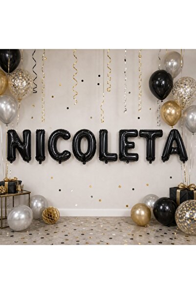 Flippy Baloane Folie Metalizate, Flippy, Set NICOLETA, Heliu sau Aer, Pai inc...