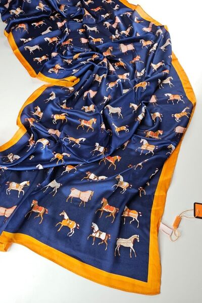 shalya scrafs Horse Figure New Season Voile Silk Shawl Accessory Shoulder Sha...