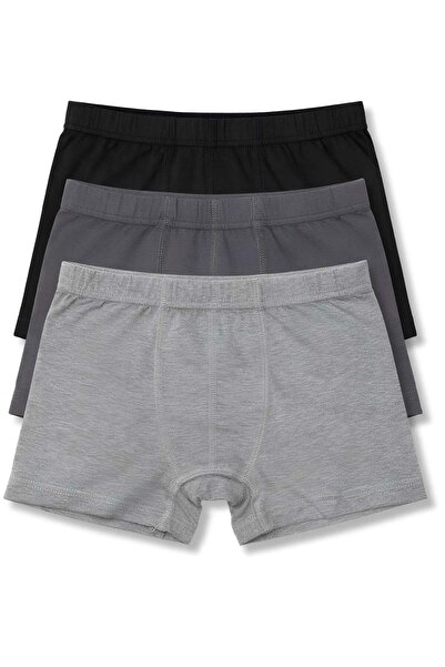 YILDIZ Boy's Lycra Boxer Black-Smoke-Grey 3-Pack