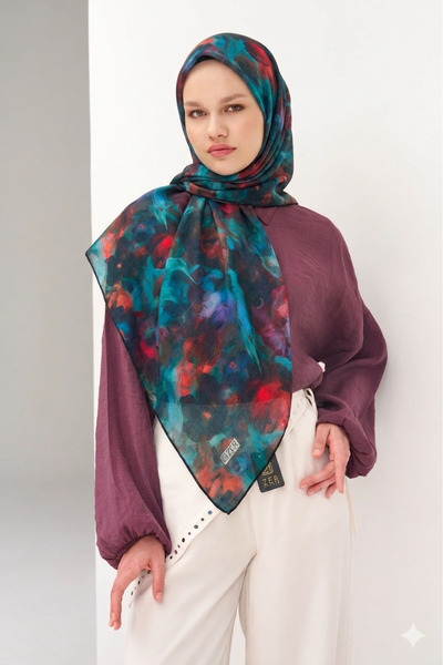ZER Organic Cotton Viscose Scarf Special Design Tie-Dye Floral Lightweight St...