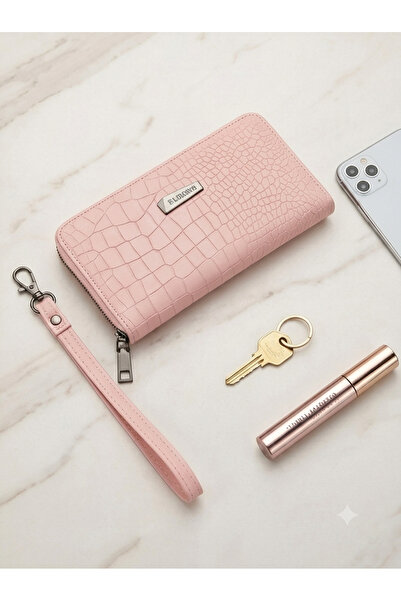 FASHIONLAND Women's Crocodile Effect Leather Zip Fastening Hand Wallet with W...