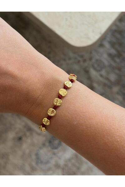Bubbleatelier Burgundy Gold Detail Adjustable Bracelet
