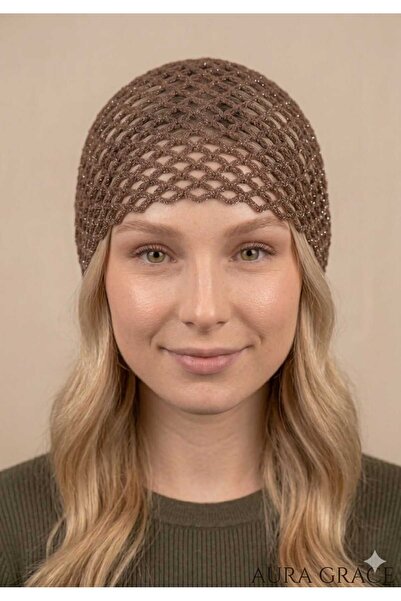 Netodak Hand Knitted Mesh Hair Cap Vintage Boho Beach Coquette Style Glitter ...