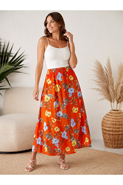 Generic Brand Minella Fashion Floral Print Summer Women's Skirt (Length 94 cm...