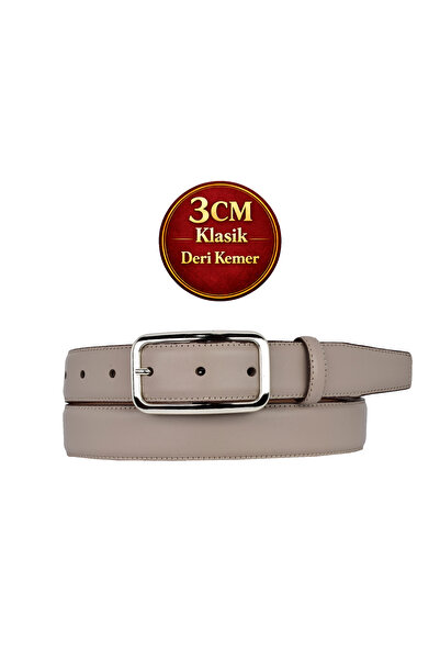 GoDeri Genuine Leather, 3 cm Silver Color Buckle, Mink, Stitched Classic Wome...