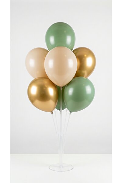 Öz-bal 7-Piece Balloon Stand and Mold Green Sea Sand Chrome Gold Concept Birt...