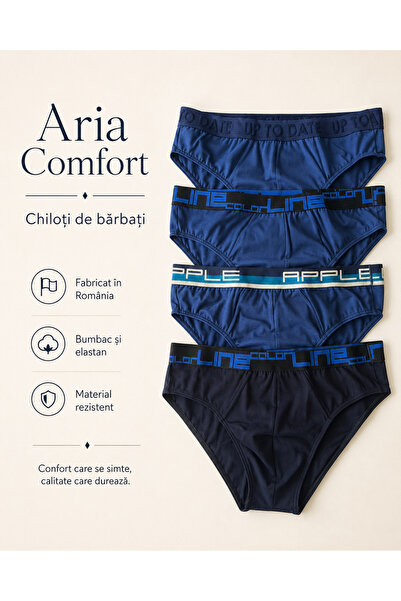 Aria Comfort Set 4 Chiloți Bărbați din Bumbac și Elastan – Confort Zilnic, Fa...