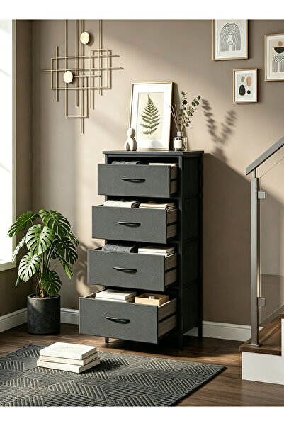 Yoawllty 4 Drawer Non-Woven Fabric Chest of Drawers Steel Frame Storage Organ...