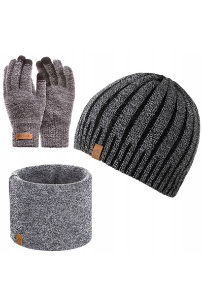Brødrene Set 3 in 1 barbati, Brodrene, Caciula + fular tip guler + manusi, Ac...