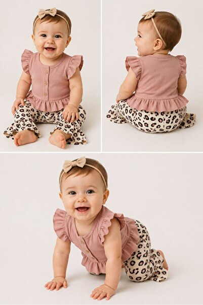 My Balloon Baby & Kids Powder Leopard Ruffle Set