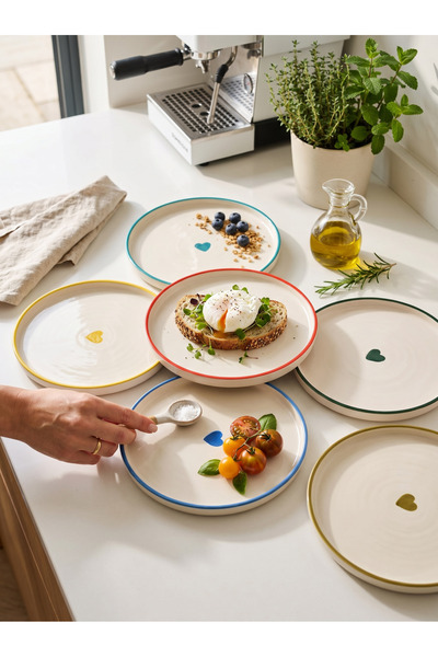 LALEZEN HOME 6-Piece Colorful Heart-Designed Dessert Plate - Breakfast Plate ...