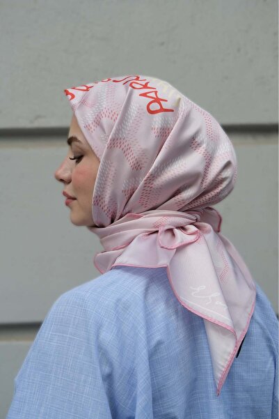 diorel Yazı Desen Twill Eşarp-Pudra