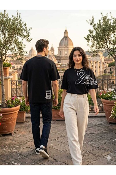 ixir Half Oversize Unisex You Smile Embossed Printed T-Shirt