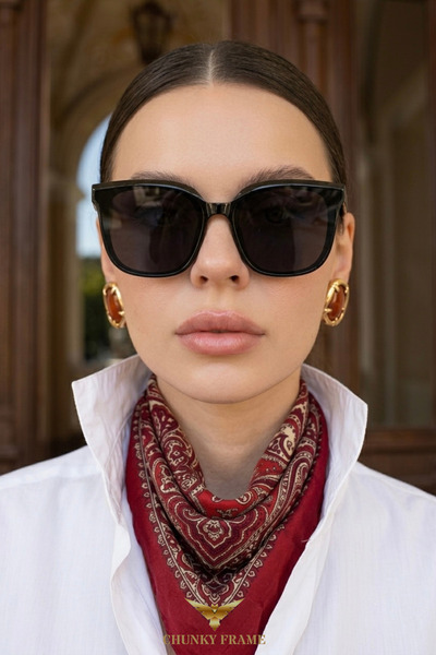 Chunky Frame Bamboo Square Frame Gradient Glass Ultra Light Uv400 Filtered Bl...
