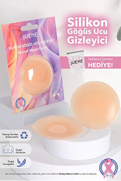 Juene Silikon Göğüs Ucu Gizleyici – Yapışkanlı Tekrar Kullanılabilir İz Yapma...