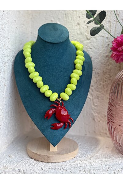 auroras.accessories Neon Yeşil Yengeç Beach Kolye