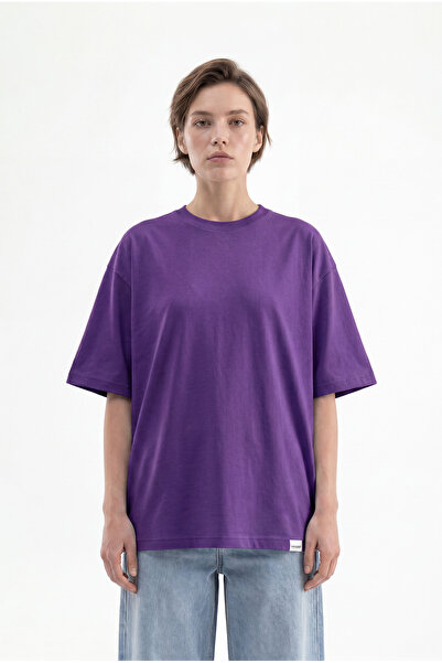 Machinist Tricou de damă Basic Oversize din bumbac, culoare violet deschis