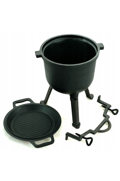 Rossner HUNTING Cazan din Fontă 10 Litri + Tigaie Grill