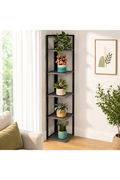 Vivendo Suport Inalt de Colt pentru Plante cu 5 Rafturi, Cadru Metalic, 36 x ...