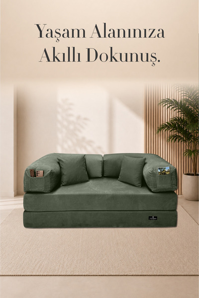 HAPPYNIGHT GALA Modüler Süngerli Koltuk 180x90x63 cm Cepli Modern Oturma Koltuğu