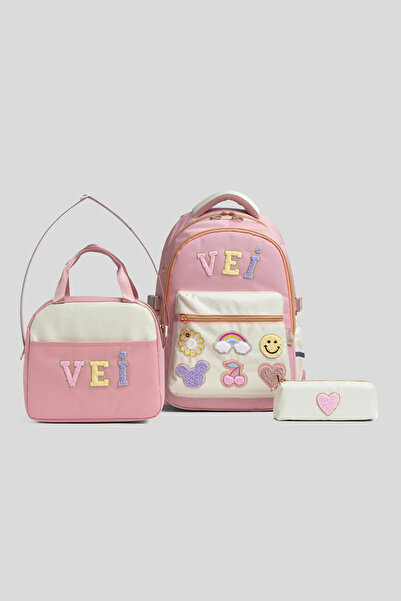 WANDER BAG Girl's 3-Piece School Bag Set with Lunch Box and Pen Holder, Prima...
