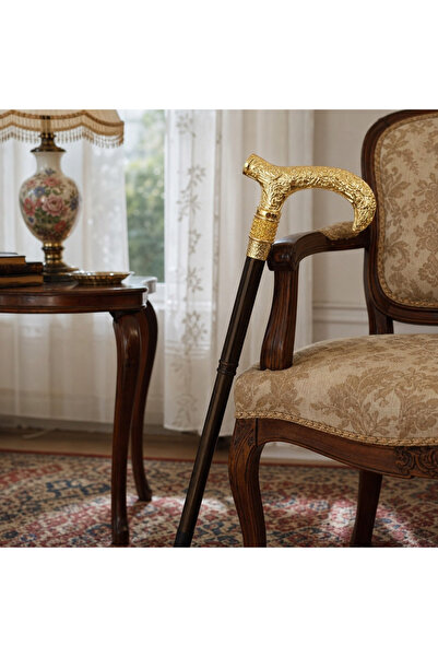 Vivendo Baston Elegant Auriu cu Maner Ornamental Sculpturat Baston Clasic Pre...