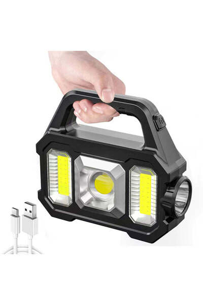 Vivendo Lanterna solara cu proiector lateral cob si incarcare usb