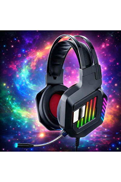 Vivendo Casti Gaming Andowl Q E8 RGB Over Ear cu Microfon