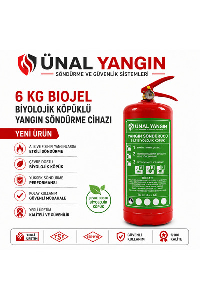 ünalgrup 6 kg Biojel Yangın Söndürücü Biyolojik Köpüklü Çevre Dostu Yangın Tü...