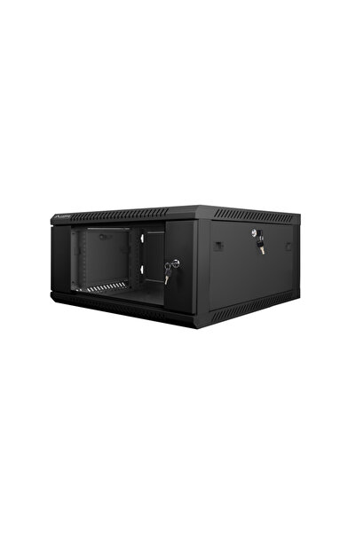 Lanberg Dulap rack de perete 4U de 19 inch, cu ușă din sticlă securizată, neg...