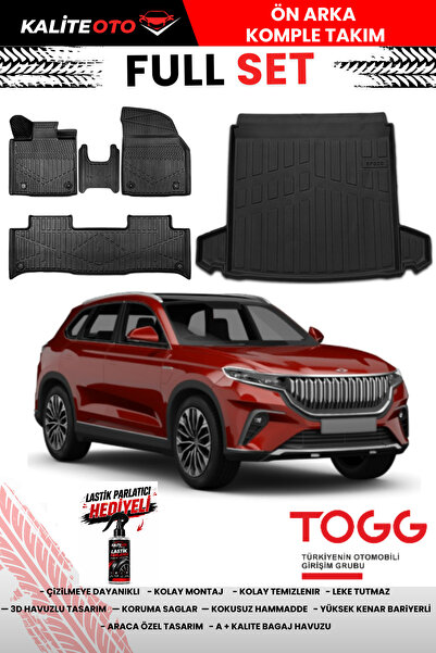 ko kaliteoto Togg T10X 2026 Model 3D Bagaj Havuzu Ve Paspas Seti+Lastik Parla...
