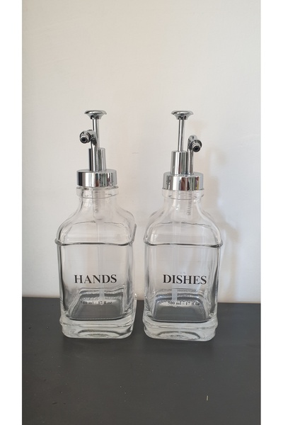PitrakStore 2-Pack 500ml Transparent Glass Liquid Soap Dispenser, Sauce Dispe...