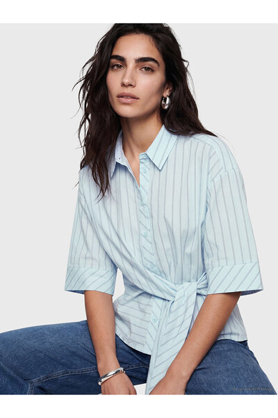 LC Waikiki Trendlucky Women's Striped Shirt with Tie at the Waist