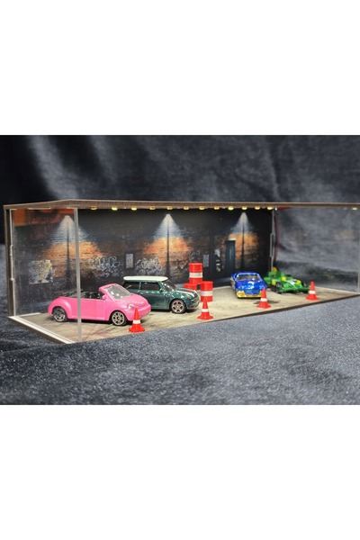 Eco Pilli 1/64 Diorama Garaj Model Araba Standı Hotwheels Mini Gt Koleksiyon Matchbox