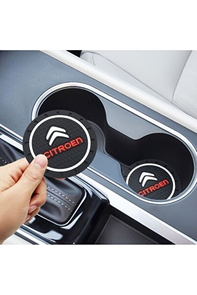 Home Citroen Logolu Silikon Bardaklık Altlığı 2’li Set Araç Içi Bardak Altlığ...