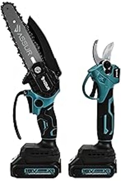 Nacario ASSUR Akülü Budama Makası ve Testere Seti, 18V Li-Ion, 2 Adet 1500mAh...