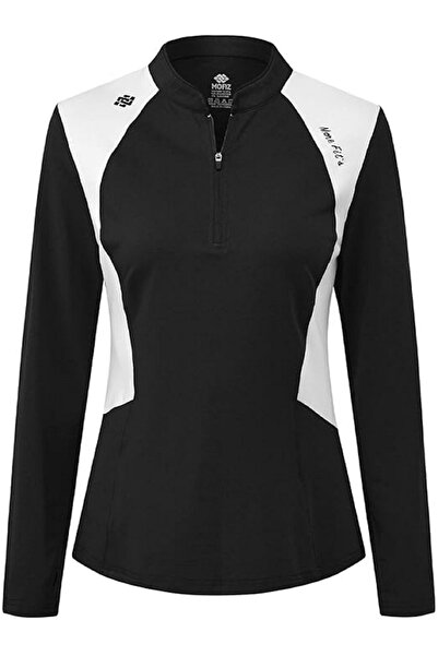 MOFIZ Tricou sport cu mânecă lungă dama, respirabil, MoFiz, negru