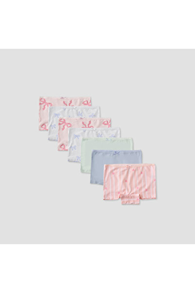 Juniors Pack of 7 Cotton Briefs with Bow Print