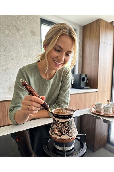 Bakır Center Copper Coffee Pot 9 Turkish Coffee Cup Pot Hand Embroidered Fami...