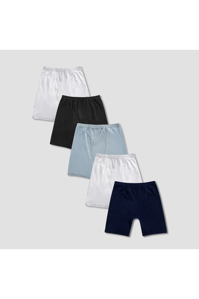 Juniors Pack of 5 Cotton Boxers with Elasticated Waistband
