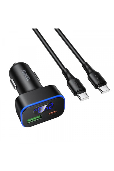 hoco. Incarcator Auto Cu Cablu USB-C HOCO Z63B Display, 48W, 3A, 1 x USB-A - ...