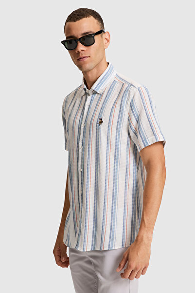 U.S. Polo Assn. Erkek Açık Lacivert Kısa Kollu Gömlek 50322177-VR059